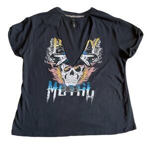 Oboe Customized Black T-shirt Heavy Black Metal Graphic Rolled Short Sleeves S